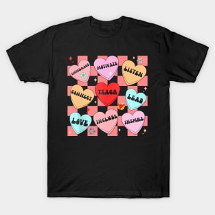 Groovy Teach Love Inspire Candy Happy Valentines Day T-Shirt